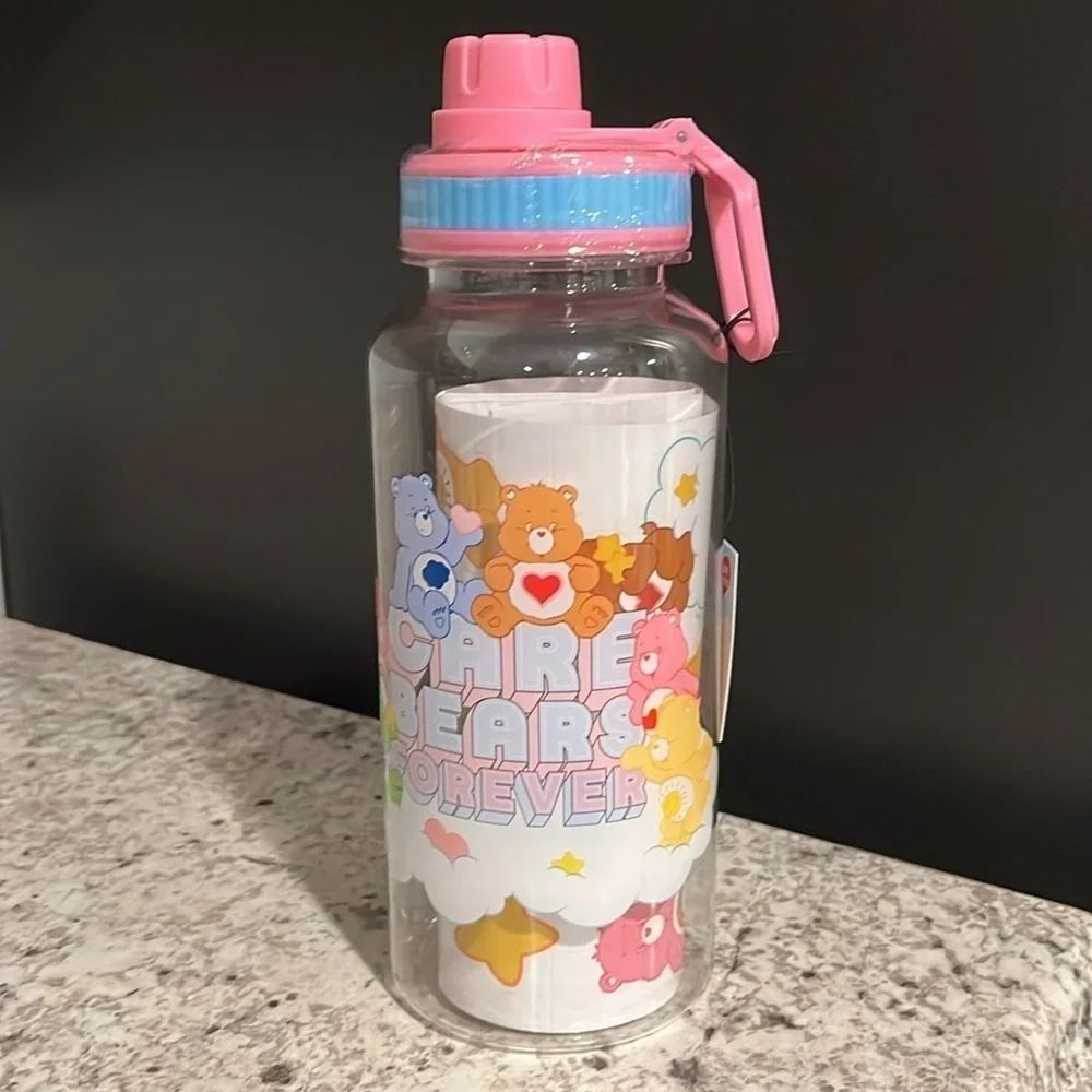 🆕 Care Bears Travel Beverage Bottle with Care Bear Stickers 32 Oz